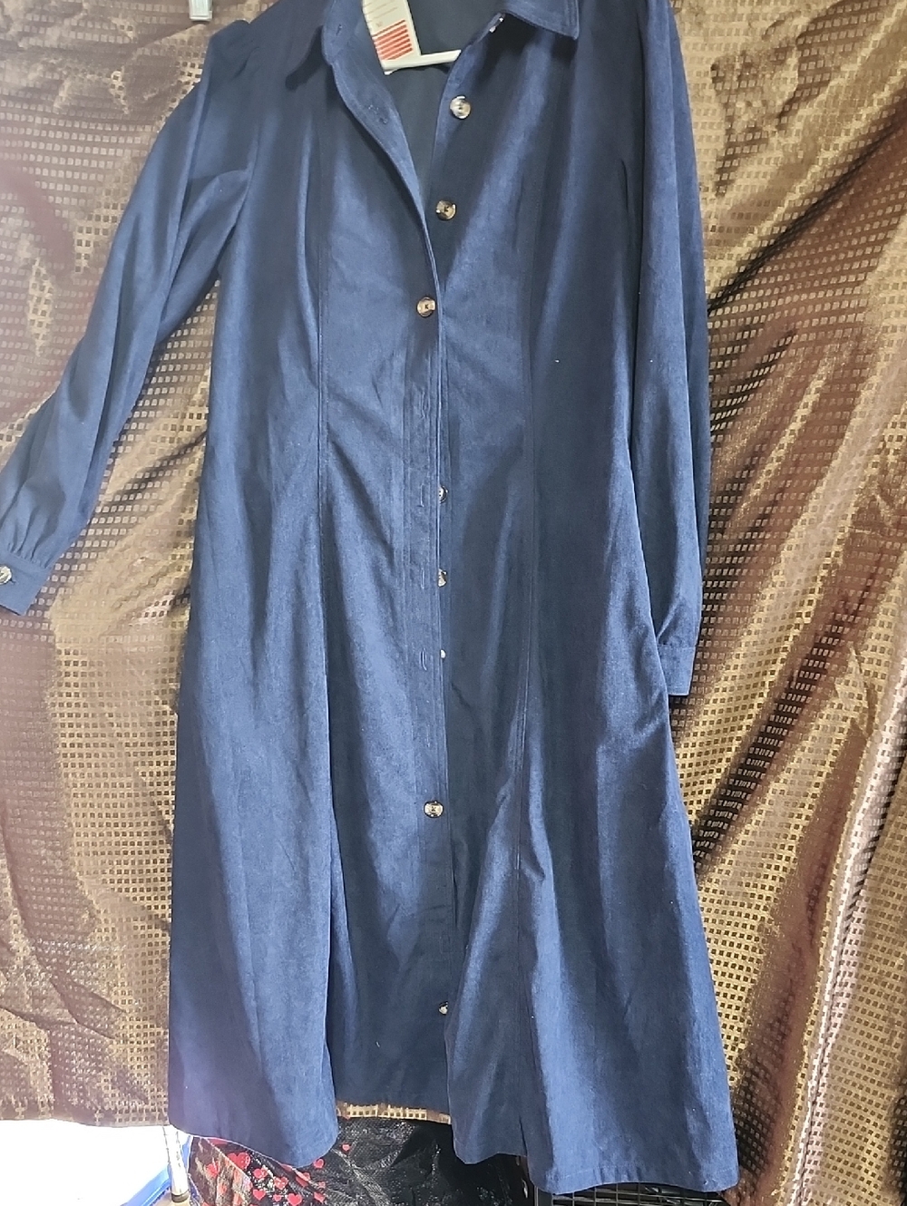 *Navy Long Sleeve Maxi Shirt Dress